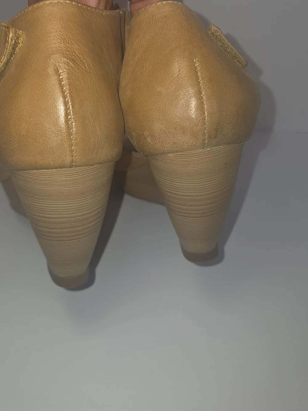 Miz Mooz Tan Leather Women's Wedge Sandal with Ankle Cuff Size 9.5 - Picture 4 of 11
